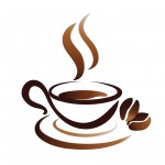 sketch of coffee cup, stylized vector icon